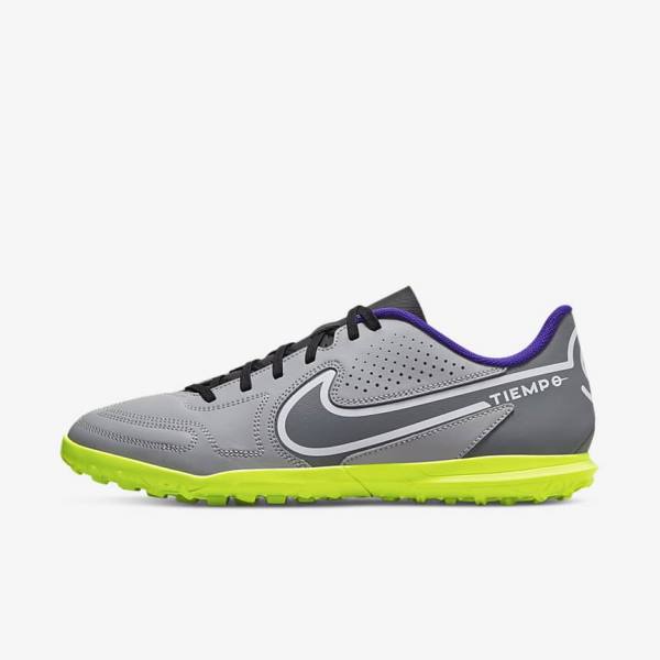 Women\'s Nike Tiempo Legend 9 Club TF Turf Football Shoes Light Grey / White | NK526HYJ