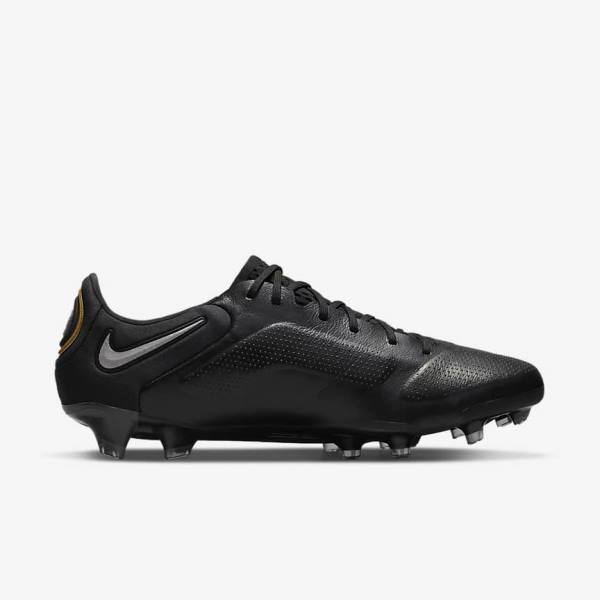 Women's Nike Tiempo Legend 9 Elite FG Firm-Ground Football Shoes Black / Dark Grey / Metal Gold / Metal Dark Grey | NK015JOT