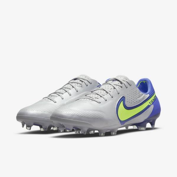 Women's Nike Tiempo Legend 9 Elite FG Firm-Ground Football Shoes Grey / Blue | NK531QIU