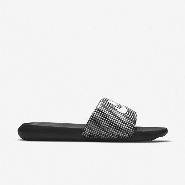 Women's Nike Victori One Print Slides Black / White | NK038FWN