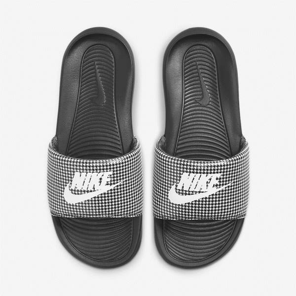 Women's Nike Victori One Print Slides Black / White | NK038FWN