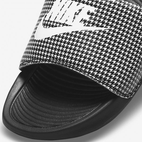 Women's Nike Victori One Print Slides Black / White | NK038FWN