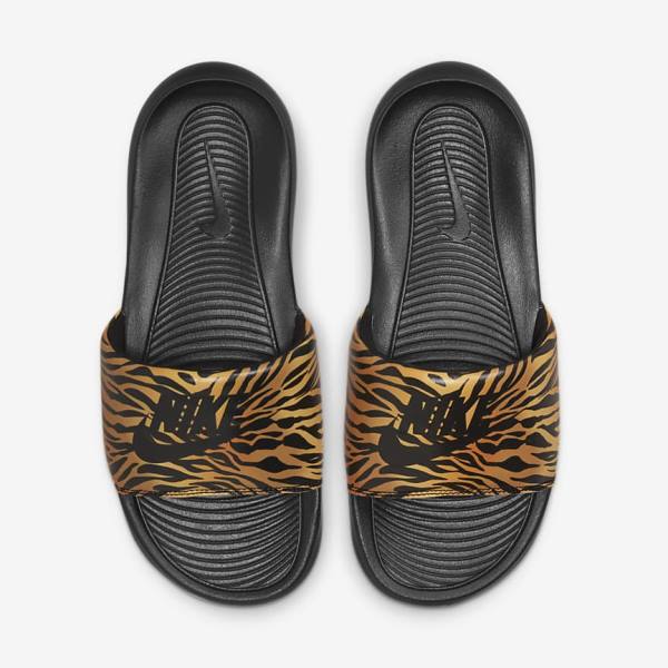 Women's Nike Victori One Print Slides Black | NK042DNZ