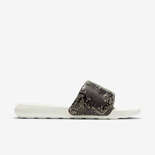 Women's Nike Victori One Print Slides Brown / White / Black | NK845OJT