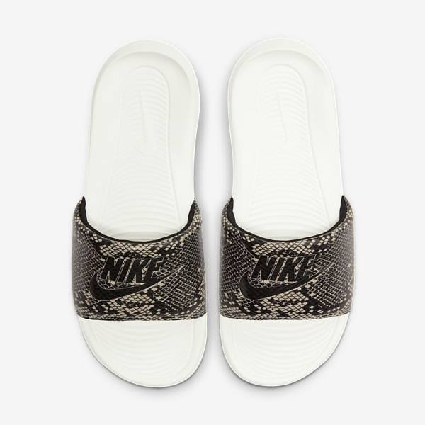 Women's Nike Victori One Print Slides Brown / White / Black | NK845OJT