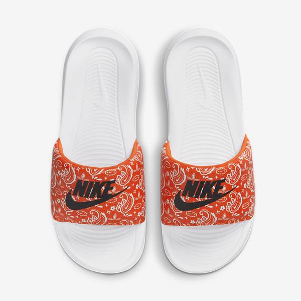 Women's Nike Victori One Print Slides Orange / White / Black | NK897EOD