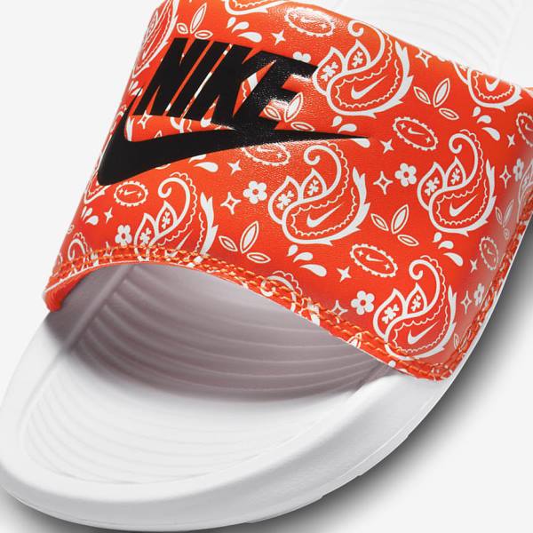 Women's Nike Victori One Print Slides Orange / White / Black | NK897EOD