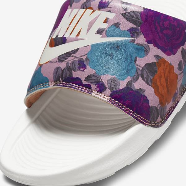 Women's Nike Victori One Print Slides Rose / Pink / Yellow | NK392IMB