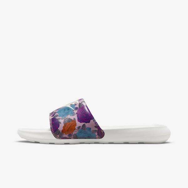 Women\'s Nike Victori One Print Slides Rose / Pink / Yellow | NK392IMB