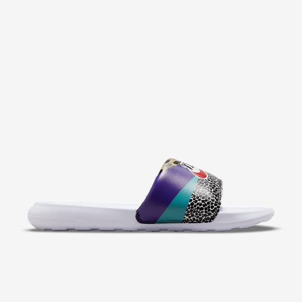 Women's Nike Victori One Print Slides White / Black / Purple / Red | NK342JML