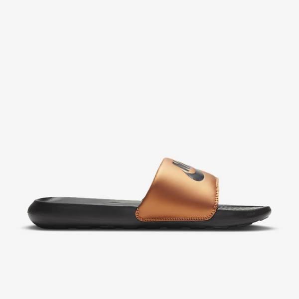 Women's Nike Victori One Slides Black / Metal Copper / Black | NK467ZTB