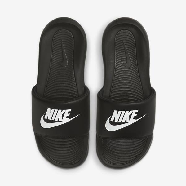 Women's Nike Victori One Slides Black / White | NK483OTK