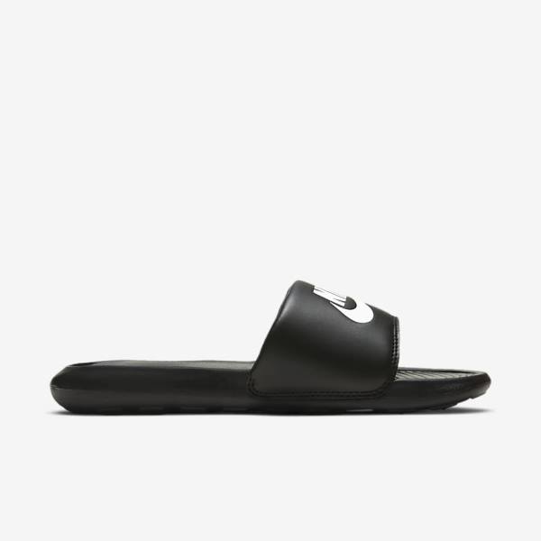 Women's Nike Victori One Slides Black / White | NK483OTK