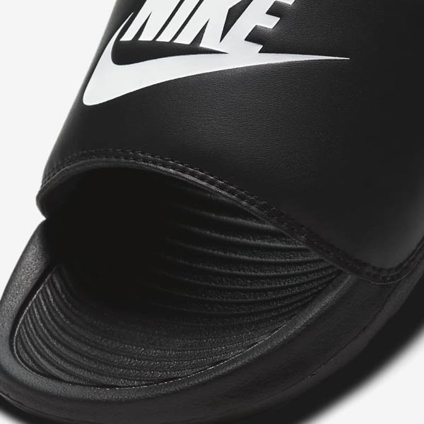 Women's Nike Victori One Slides Black / White | NK483OTK