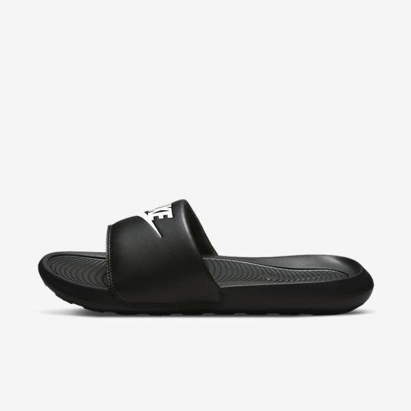 Women\'s Nike Victori One Slides Black / White | NK483OTK