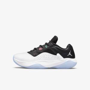 Kids' Nike Air Jordan 11 CMFT Low Older Jordan Shoes White / Black / Green / Metal Silver | NK432ZOD