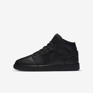 Kids' Nike Air Jordan 1 Mid Older Sneakers Black | NK834KNL