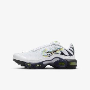 Kids' Nike Air Max Plus Older Sneakers White / Grey / Blue | NK735QMT