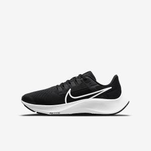 Kids' Nike Air Zoom Pegasus 38 Older Road Running Shoes Black / Dark Grey / White | NK690XGO