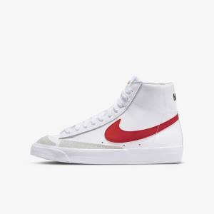 Kids' Nike Blazer Mid 77 Older Basketball Shoes White / Blue / Black / Red | NK293SKJ