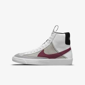 Kids' Nike Blazer Mid 77 SE Dance Older Sneakers White / Black / White / Burgundy | NK409MGE