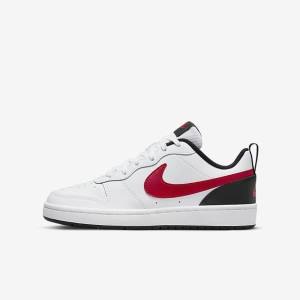 Kids' Nike Court Borough Low 2 Older Sneakers White / Black / Red | NK571SYN