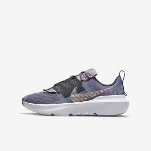 Kids' Nike Crater Impact Older Running Shoes Purple / Grey / Metal Red Brown | NK269UCD