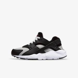 Kids' Nike Huarache Run Older Sneakers Black / Grey / White / Red | NK176BZR