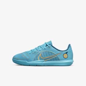 Kids' Nike Jr. Mercurial Vapor 14 Academy IC Older Indoor Court Football Shoes Blue / Orange | NK876KCT