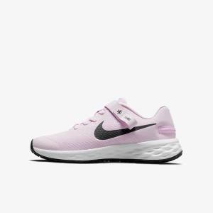 Kids' Nike Revolution 6 FlyEase Older Easy On-Off Road Running Shoes Pink / Black | NK137HGW