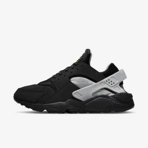 Men's Nike Air Huarache Sneakers Black / Metal Silver / Silver / Green | NK307KQE