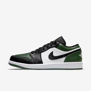 Men's Nike Air Jordan 1 Low Jordan Shoes Green / White / Black | NK025ZIQ