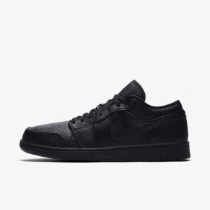 Men's Nike Air Jordan 1 Low Jordan Shoes Black | NK142HXJ