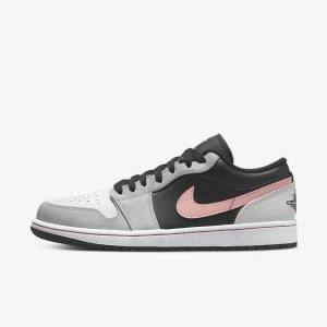 Men's Nike Air Jordan 1 Low Jordan Shoes Black / Grey / White / Coral | NK180WPE