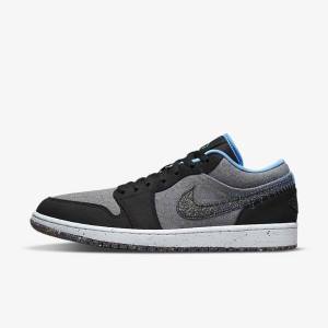 Men's Nike Air Jordan 1 Low SE Jordan Shoes Grey / Black / Blue | NK873TFJ