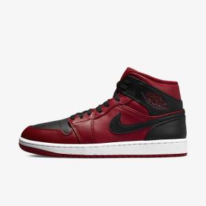 Men's Nike Air Jordan 1 Mid Jordan Shoes Red / White / Black | NK218APV