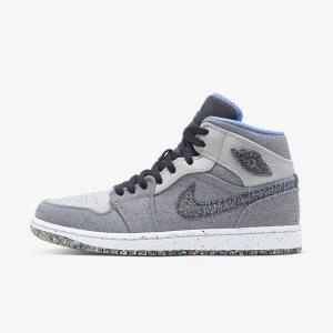 Men's Nike Air Jordan 1 Mid SE Jordan Shoes Grey / Black / Blue | NK237MVP