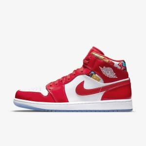 Men's Nike Air Jordan 1 Mid SE Sneakers Red / Navy / White | NK937NVI