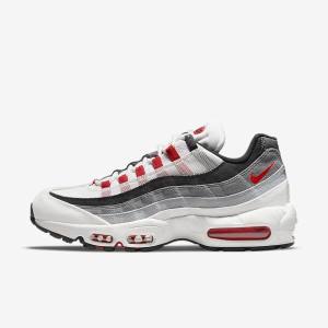 Men's Nike Air Max 95 Sneakers White / Light Grey / Red | NK918HUQ