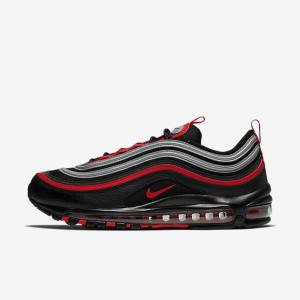 Men's Nike Air Max 97 Sneakers Black / Metal Silver / Red | NK639TVE