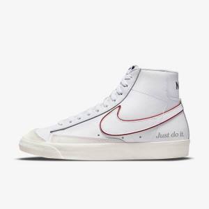 Men's Nike Blazer Mid 77 Sneakers White / Green / Metal Silver / Red | NK327VWF