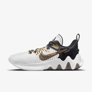 Men's Nike Giannis Immortality Basketball Shoes White / Black / Metal Gold | NK307KNC