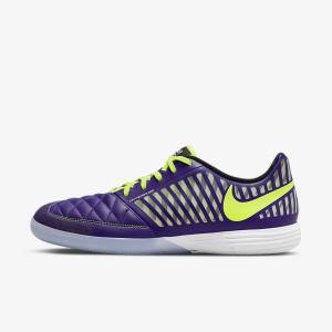 Men's Nike Lunar Gato II IC Indoor Court Football Shoes Purple / Black / White | NK126UZY