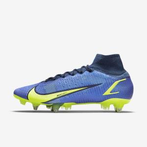 Men's Nike Mercurial Superfly 8 Elite SG-Pro AC Soft-Ground Football Shoes Blue | NK691LEX