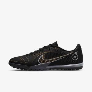 Men's Nike Mercurial Vapor 14 Academy TF Turf Football Shoes Black / Metal Silver / Grey / Metal Gold | NK854LCM