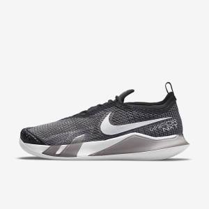 Men's Nike NikeCourt React Vapor NXT Clay Court Tennis Shoes Black / White | NK207PXW