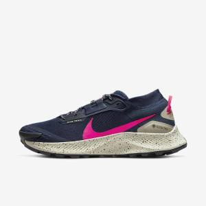 Men's Nike Pegasus Trail 3 GORE-TEX Waterproof Trail Running Shoes Obsidian / Olive / Red | NK348OQD