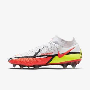 Men's Nike Phantom GT2 Dynamic Fit Elite FG Firm-Ground Football Shoes White / Light Red | NK042IKE