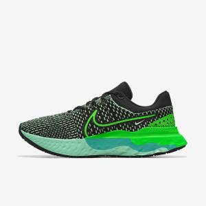 Men's Nike React Infinity Run 3 By You Custom Road Running Shoes Black / Green | NK275QCN