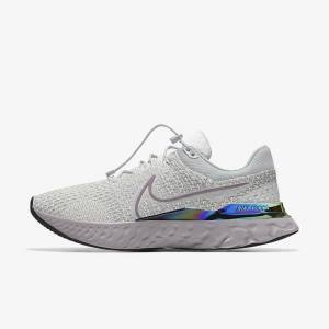 Men's Nike React Infinity Run 3 By You Custom Road Running Shoes Grey / Platinum / Grey | NK570XOV